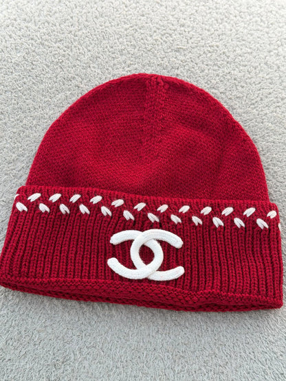 Chanel Beanie - Burgundy, Black, White