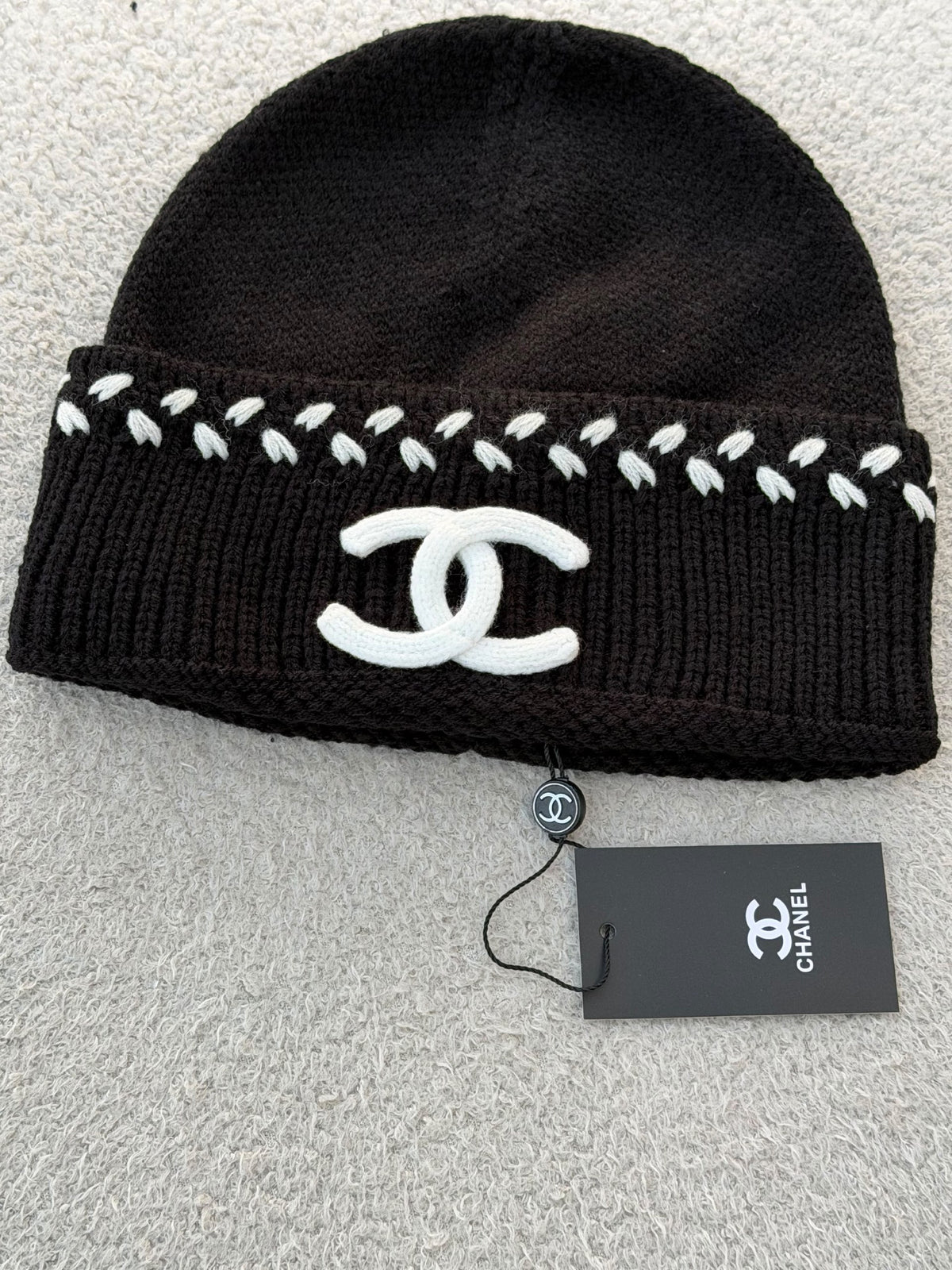 Chanel Beanie - Burgundy, Black, White