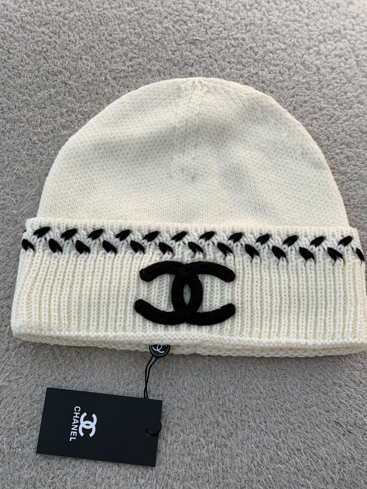 Chanel Beanie - Burgundy, Black, White