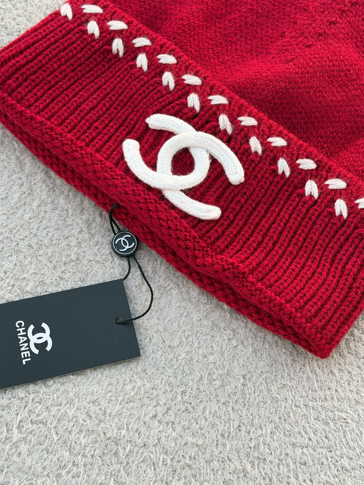 Chanel Beanie - Burgundy, Black, White