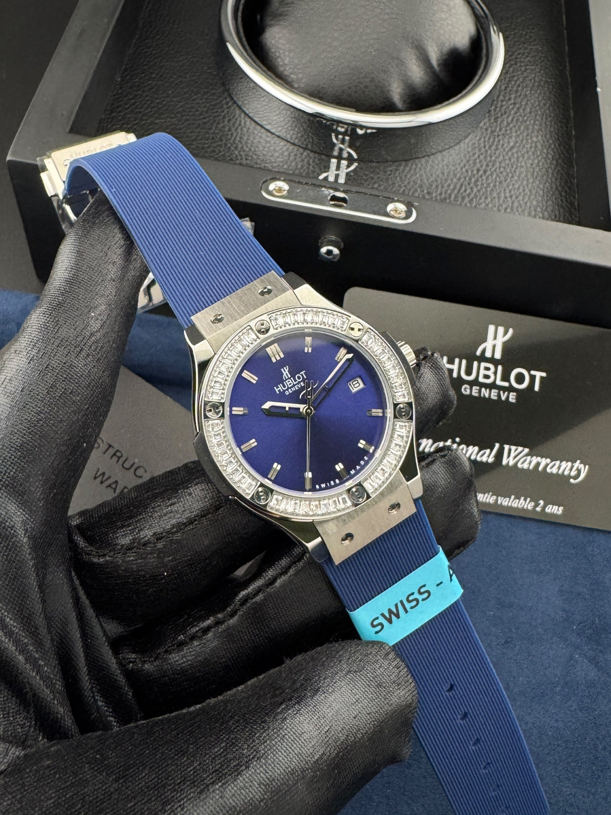 Hublot Watch Blue Rubber Strap - 