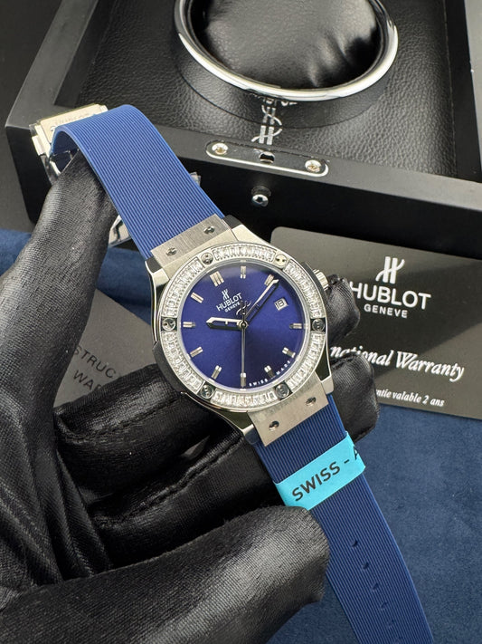 Hublot Watch Blue Rubber Strap - 