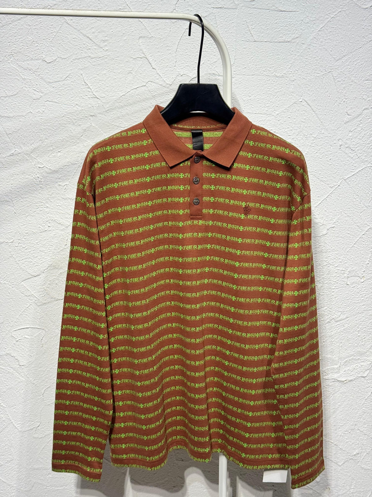 Chrome Hearts Letter-Stripe Polo Sweater - Brown