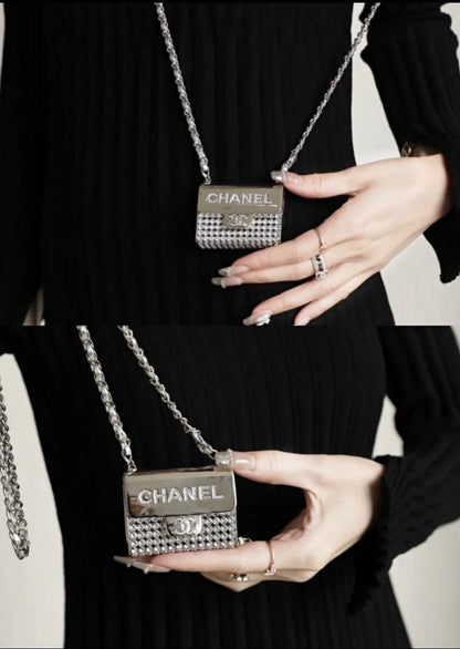 Chanel Lettered Flap Necklace - Silver