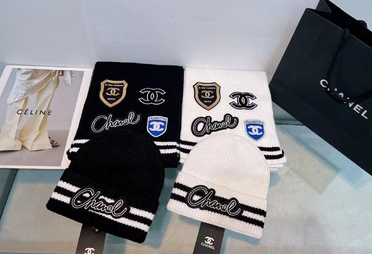 Chanel Scarf & Beanie - Beige