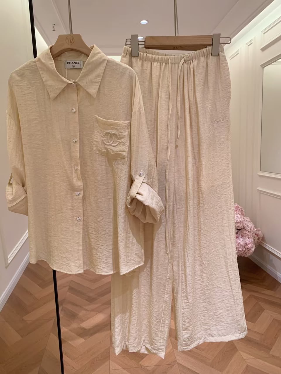Chanel Button-Front Set - Beige