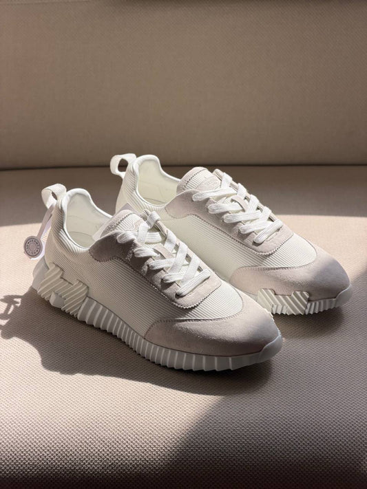 Hermès Ribbed Sole Sneakers - White & Grey