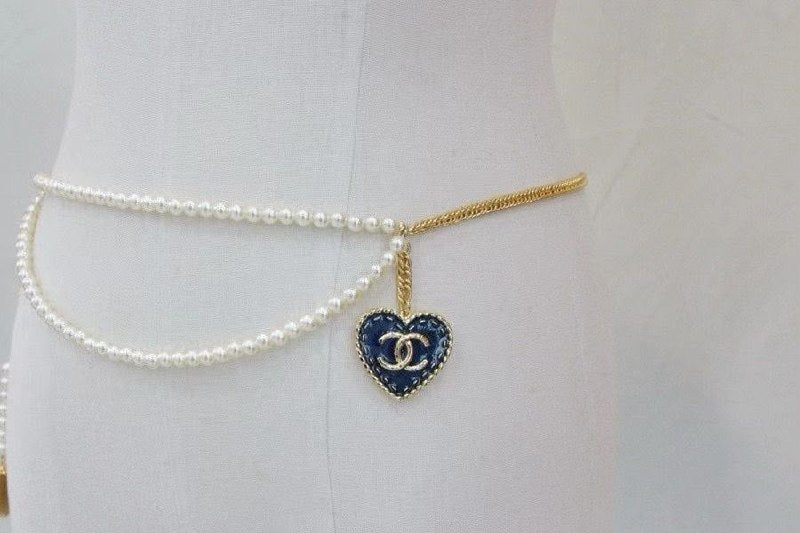 Chanel Pearl-Chain Belt - White