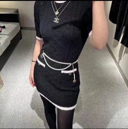 Chanel Pearl-Chain Belt - White