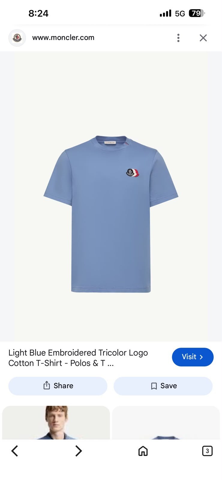 Moncler T-Shirt - Light Blue