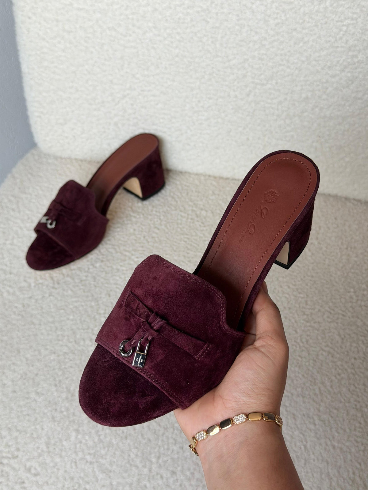 Loro Piana Heels Block Heel - Burgundy