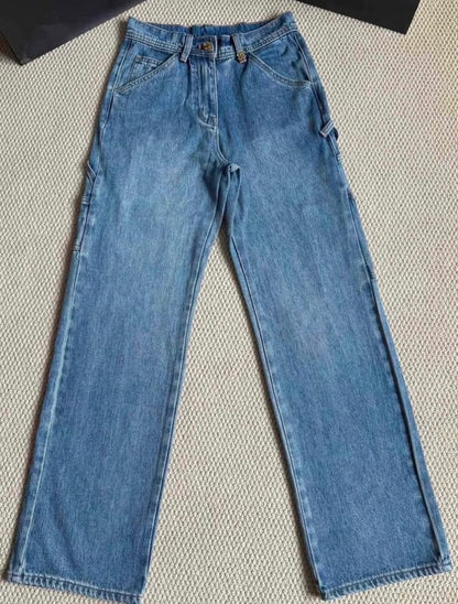 Chanel Utility-Pocket Jeans Pants - Blue