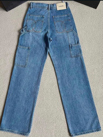 Chanel Utility-Pocket Jeans Pants - Blue