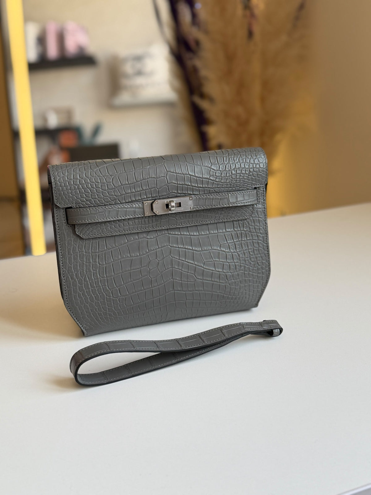 Hermès Clutch - Grey Embossed