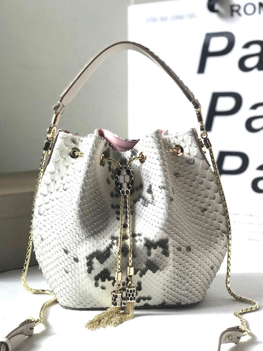 Bulgari Bucket Shoulder Bag - White