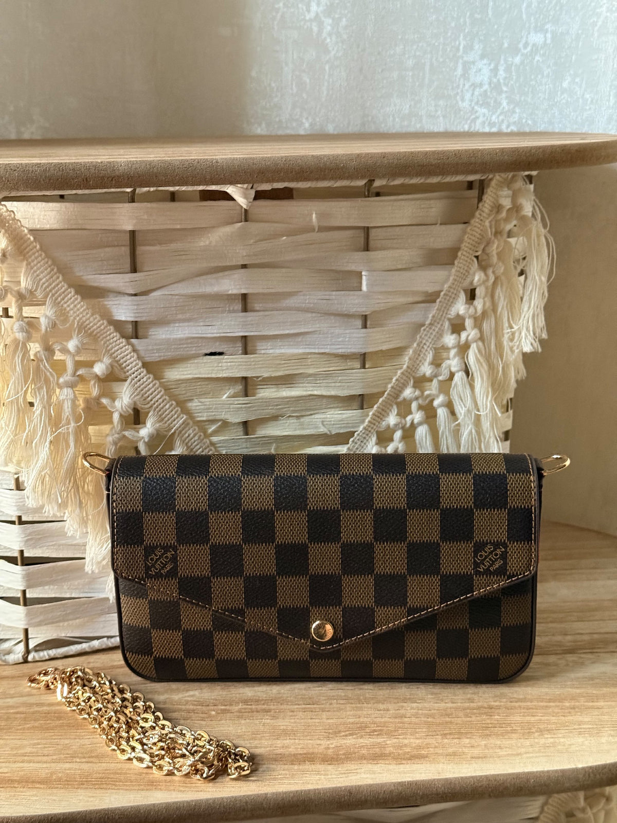 Louis Vuitton Checkerboard Pattern Crossbody Bag - Brown