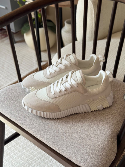 Hermès Bouncing Grid-Panel Sneakers - White