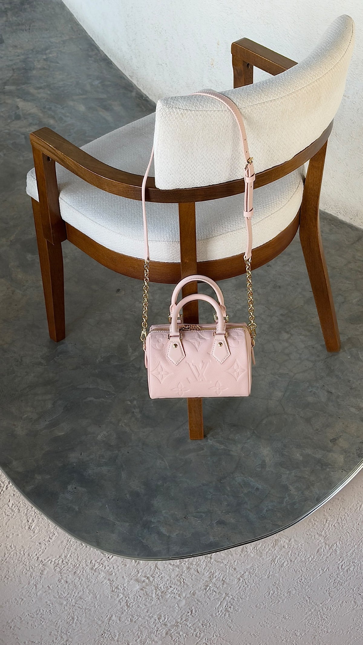 Louis Vuitton Chain-Strap Speedy Bag - Pink Embossed