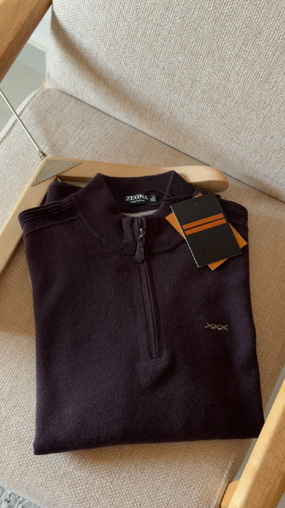 Zegna Polo Sweater - Burgundy
