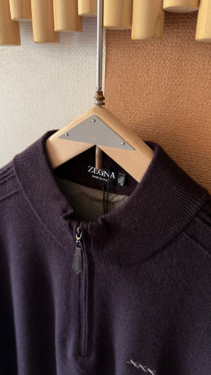 Zegna Polo Sweater - Burgundy