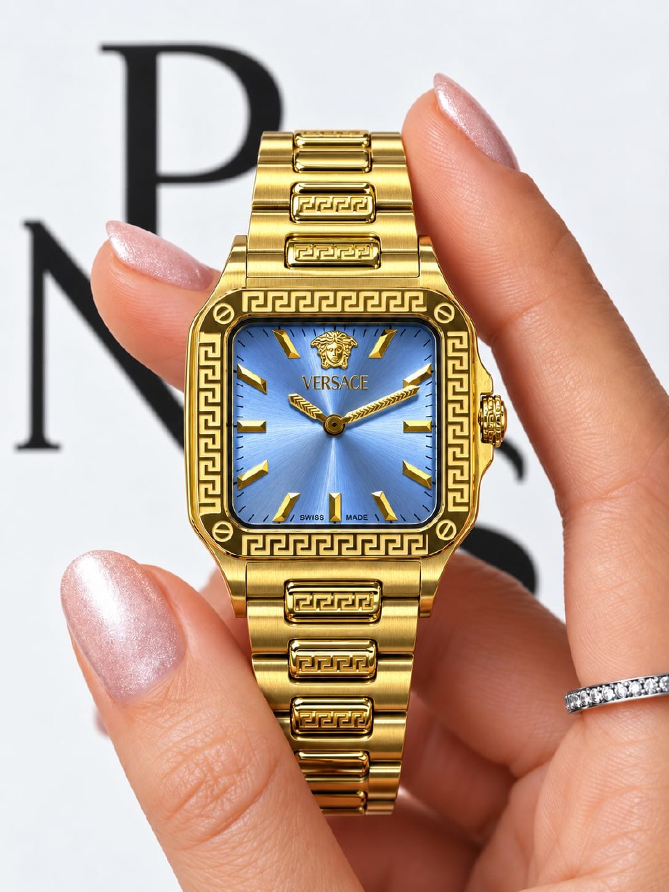 Versace Watch Greek Key Integrated Bracelet - 
