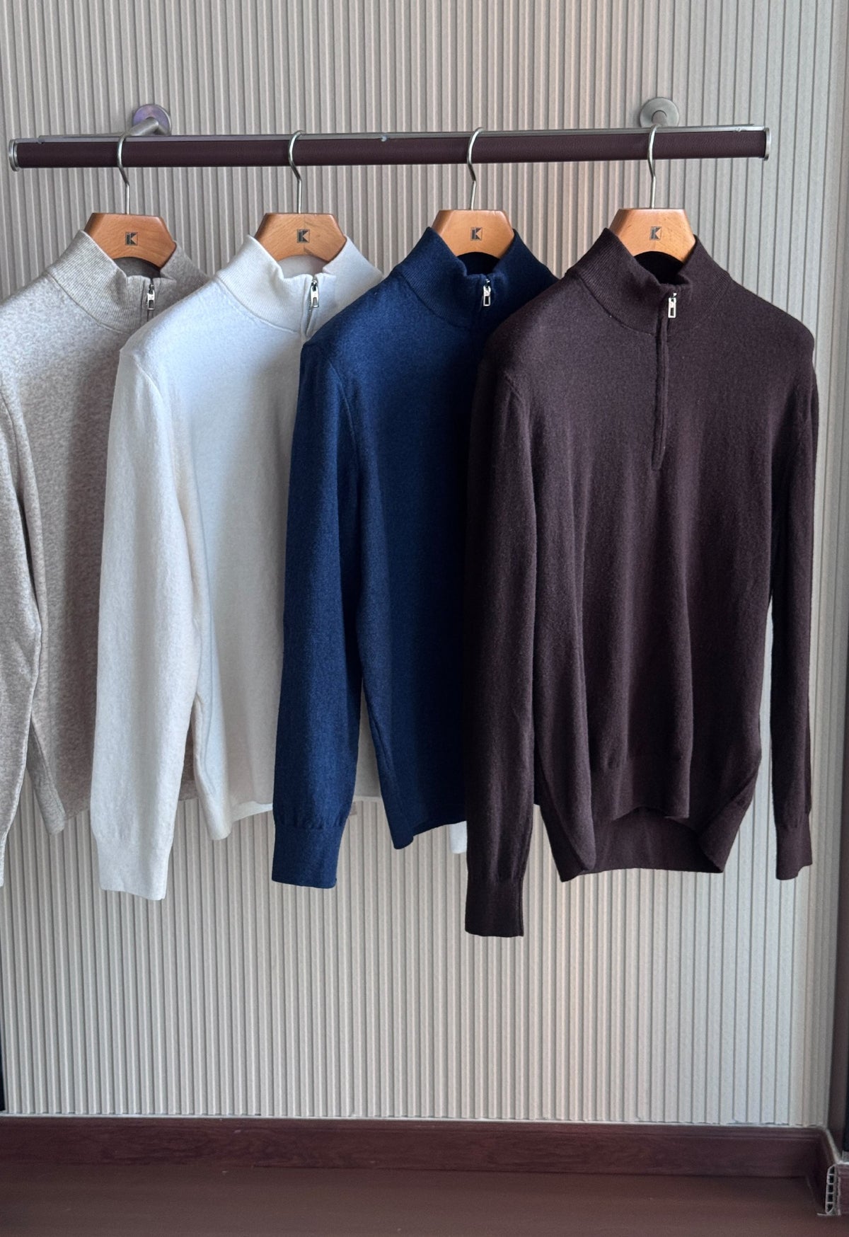 Loro Piana Quarter-Zip Sweater - Grey, White, Navy, Brown