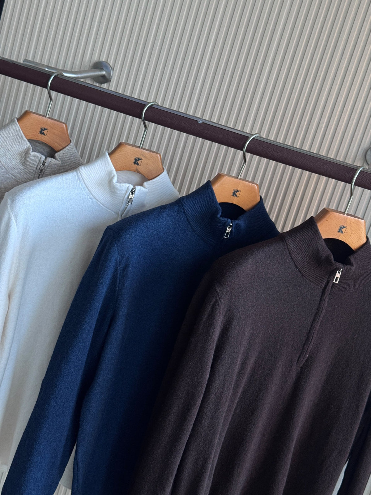 Loro Piana Quarter-Zip Sweater - Grey, White, Navy, Brown