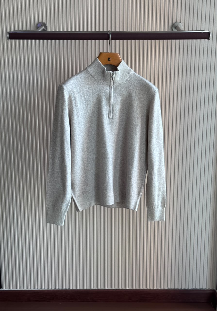 Loro Piana Quarter-Zip Sweater - Grey, White, Navy, Brown