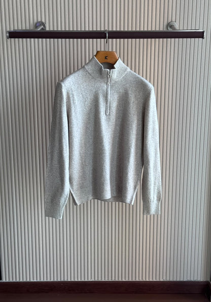 Loro Piana Quarter-Zip Sweater - Grey, White, Navy, Brown