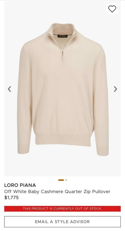 Loro Piana Quarter-Zip Sweater - Grey, White, Navy, Brown