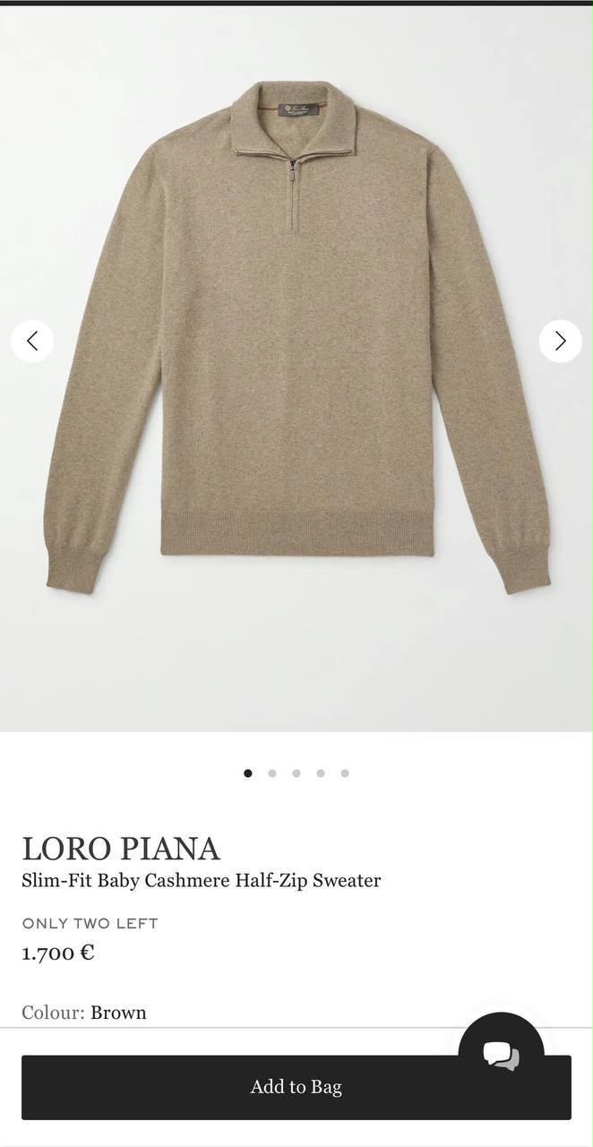 Loro Piana Quarter-Zip Sweater - Grey, White, Navy, Brown