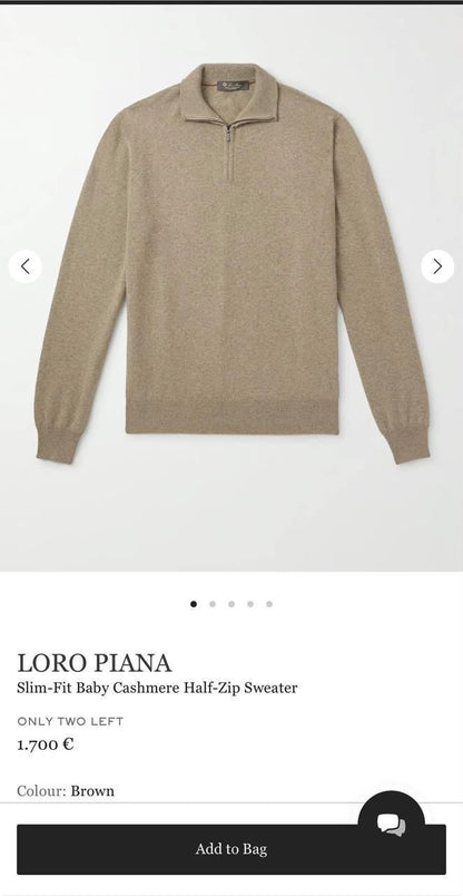 Loro Piana Quarter-Zip Sweater - Grey, White, Navy, Brown