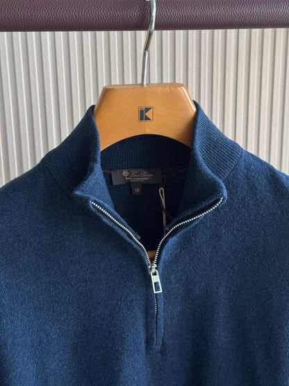 Loro Piana Quarter-Zip Sweater - Grey, White, Navy, Brown