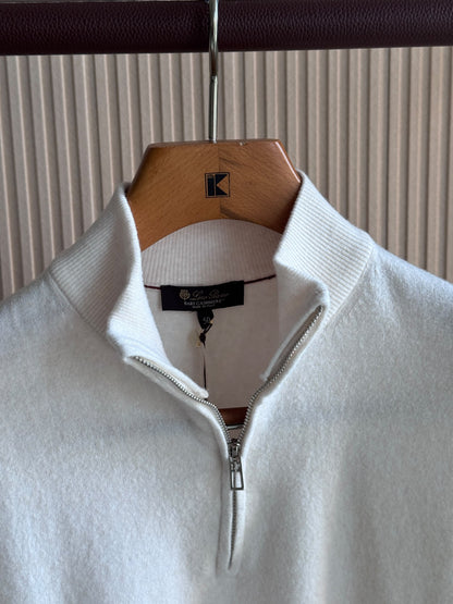 Loro Piana Quarter-Zip Sweater - Grey, White, Navy, Brown