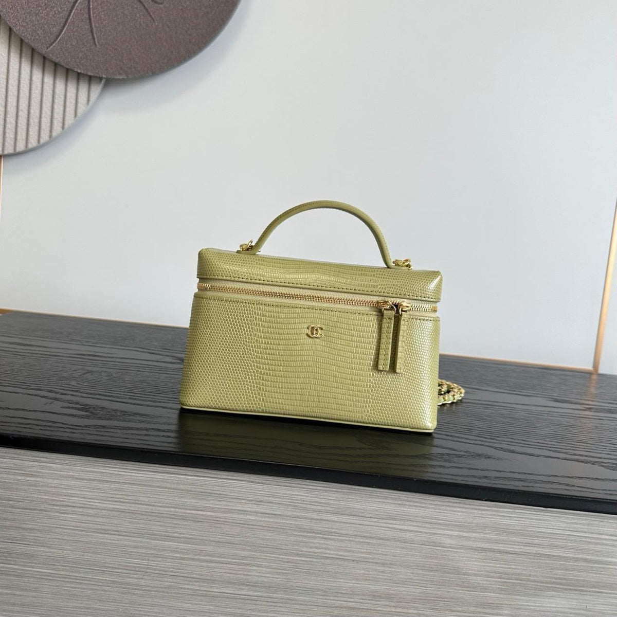 Chanel Handbag Textured Vanity - Green Embossed
