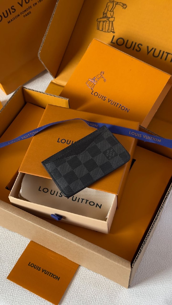 Louis Vuitton Checkered Card Holder - Dark Grey