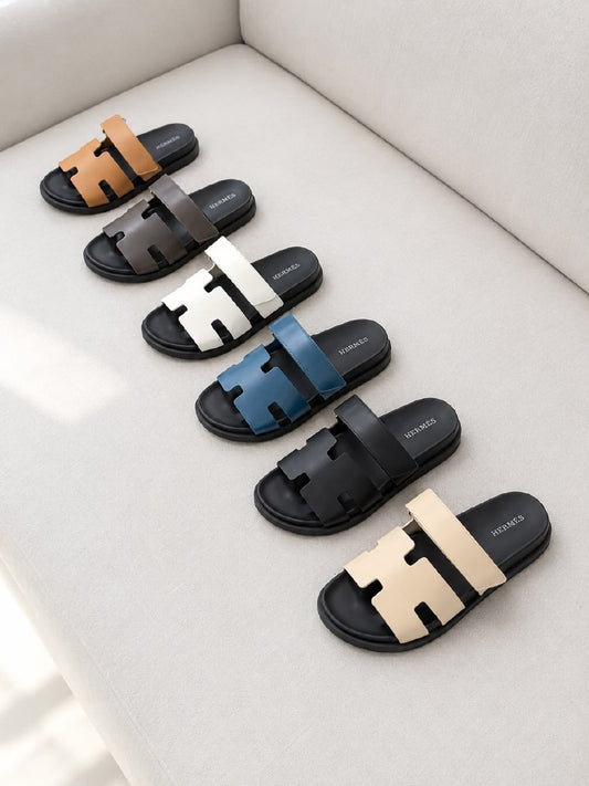 Hermès Slippers - Brown, White, Beige, Blue, Dark Grey