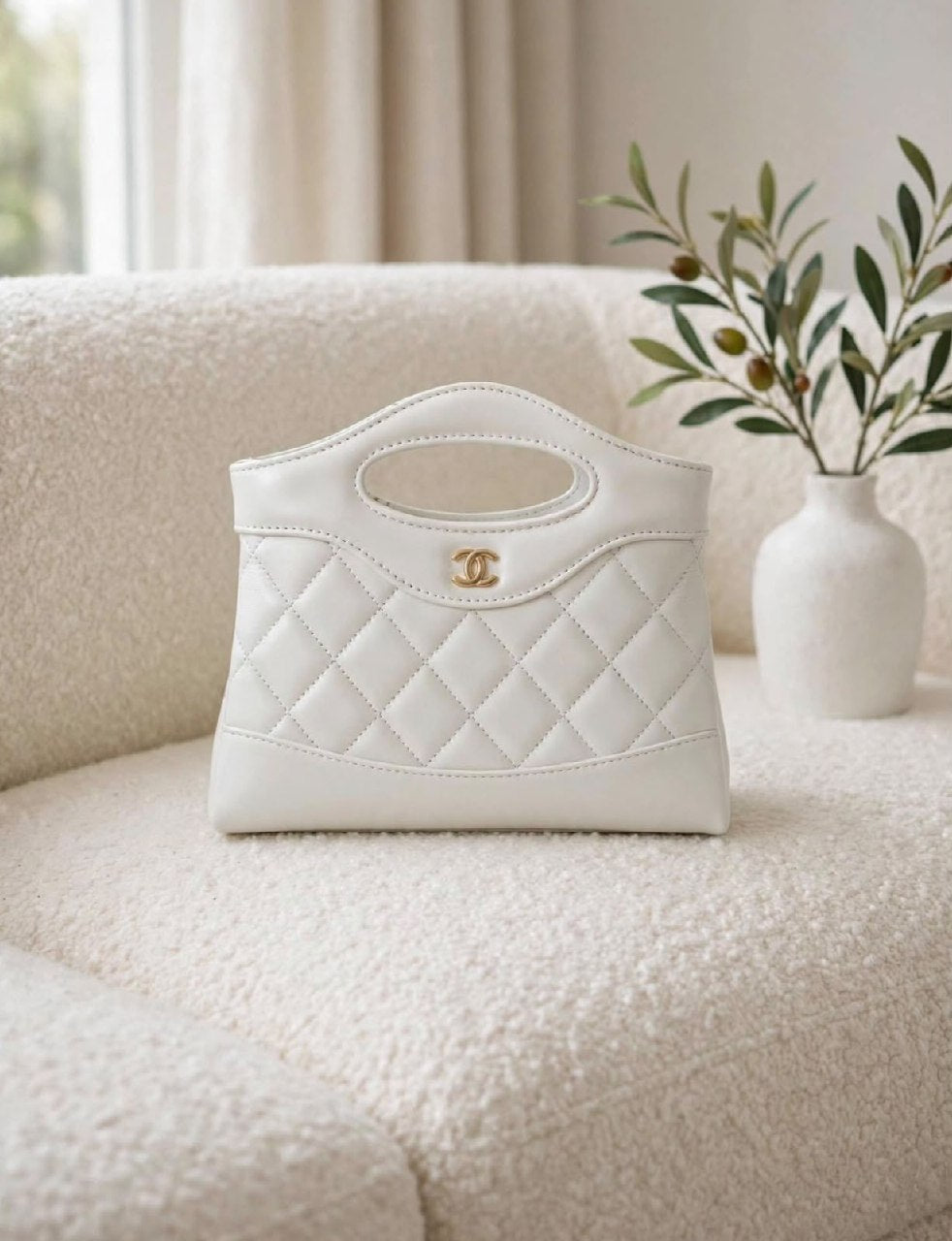 Chanel Handbag (Quilted Panel) - White