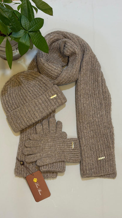 Loro Piana Scarf & Beanie - Brown