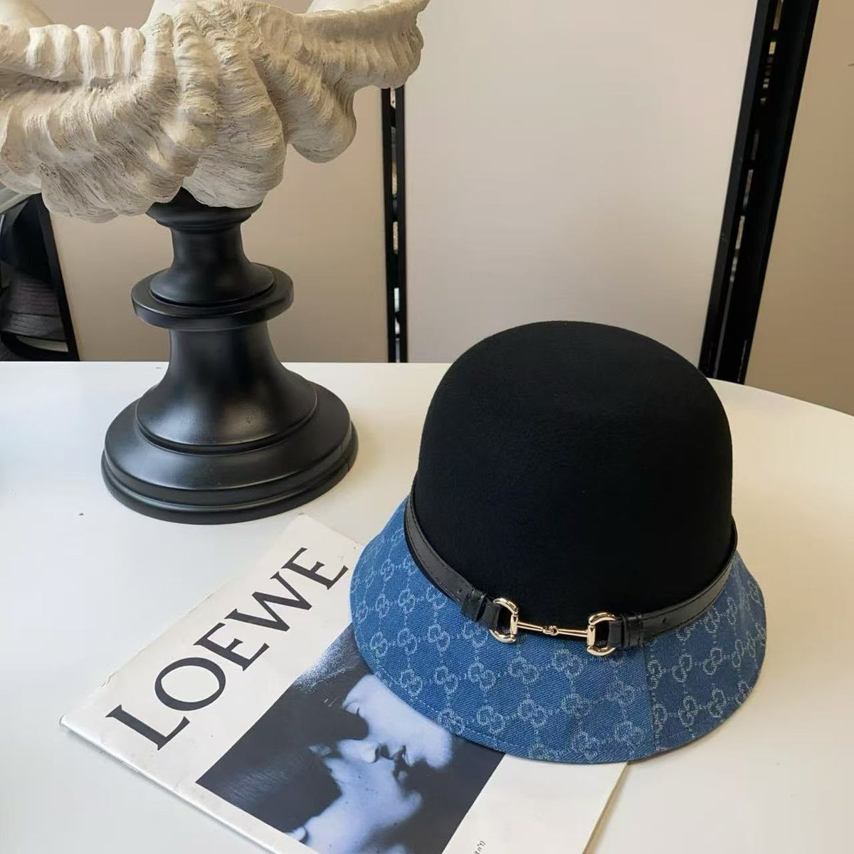 Gucci Horsebit Bucket Hat - Black Monogram