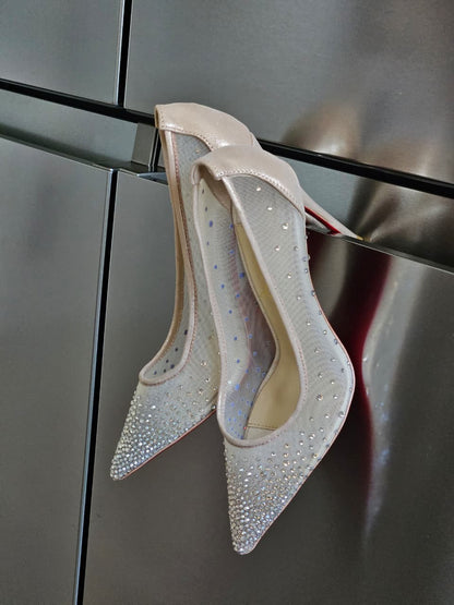 Christian Louboutin Pointed-Toe Heels - Beige