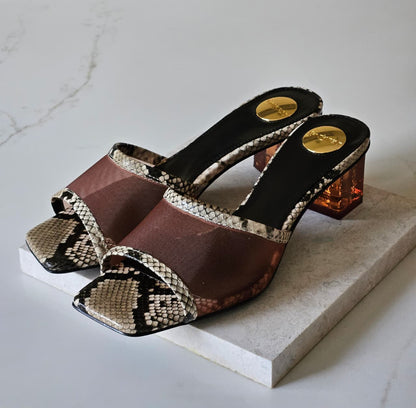 Saint Laurent Heels - Brown Snake Print