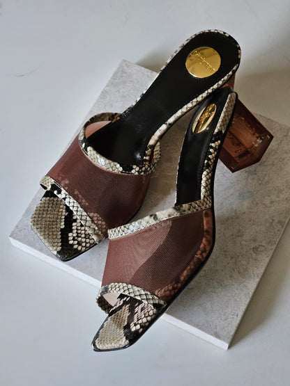 Saint Laurent Heels - Brown Snake Print