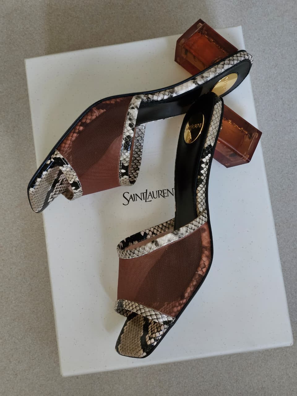 Saint Laurent Heels - Brown Snake Print