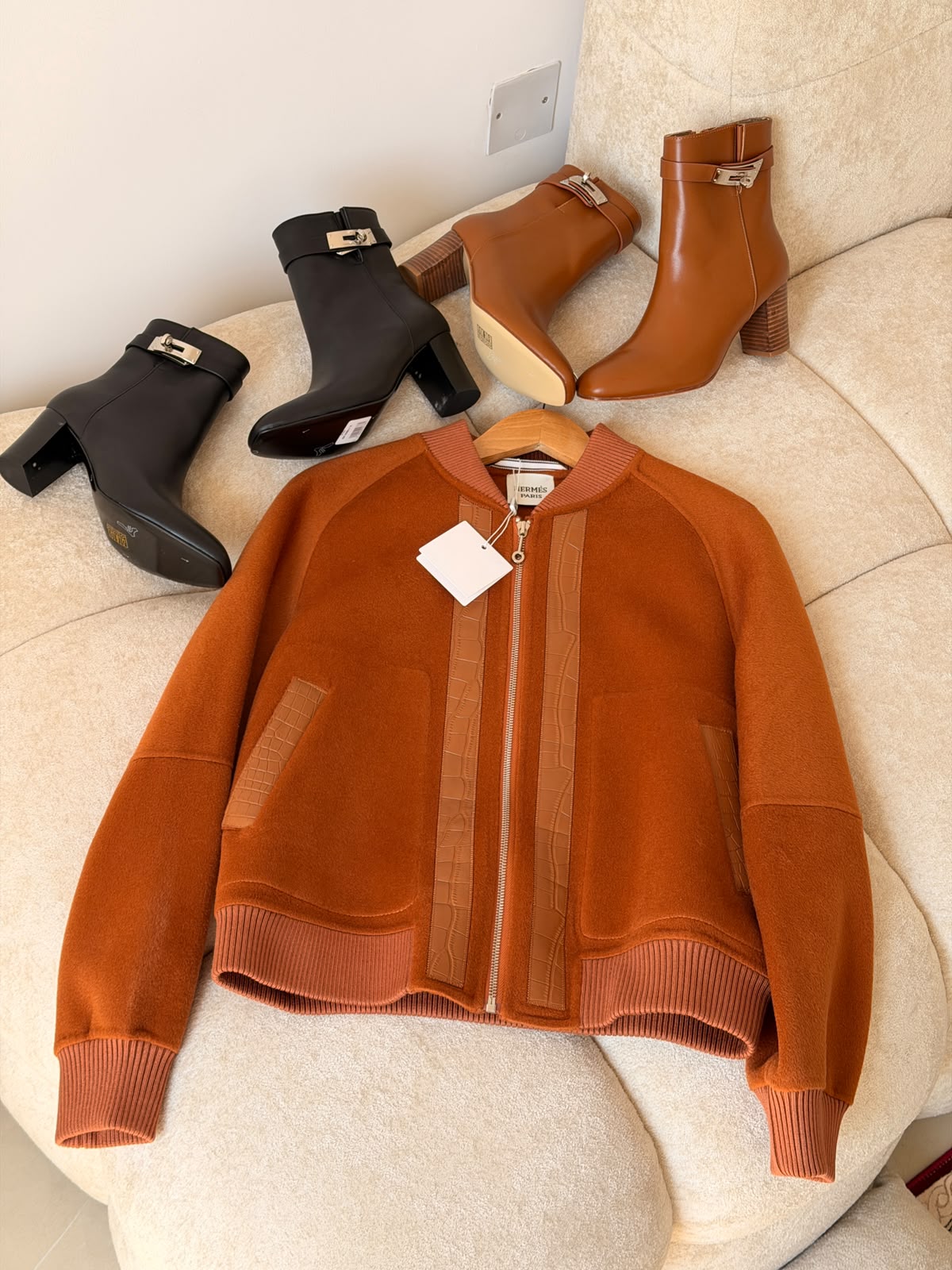 Hermès Bomber Jacket - Orange, Black, White