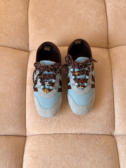 Louis Vuitton Strap-Detail Sneakers - Light Blue & Brown