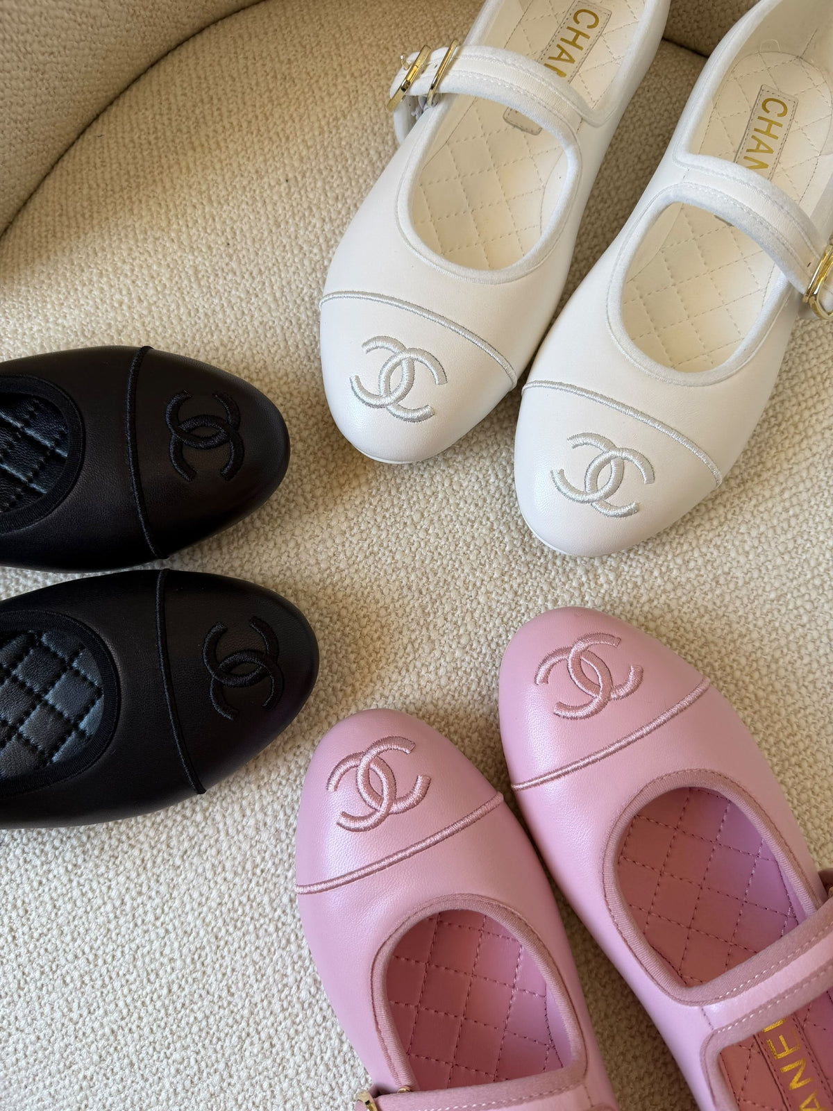 Chanel Slippers - Black, White, Pink