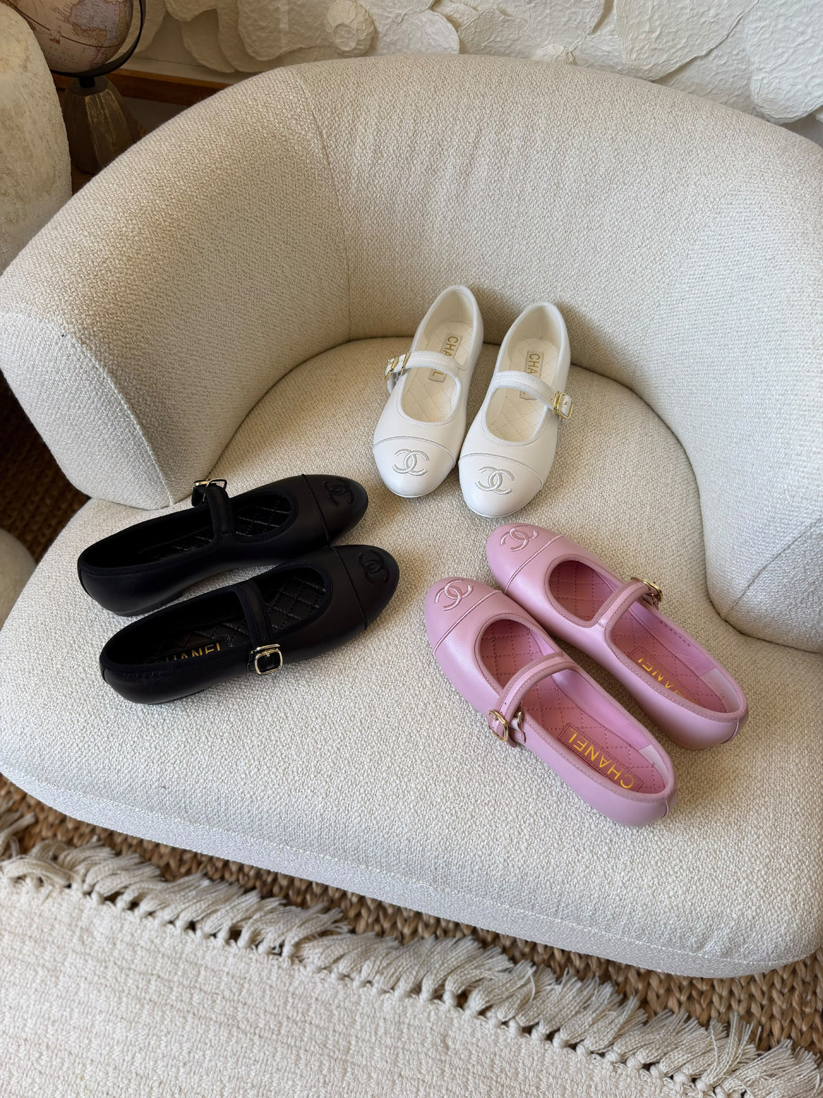 Chanel Slippers - Black, White, Pink
