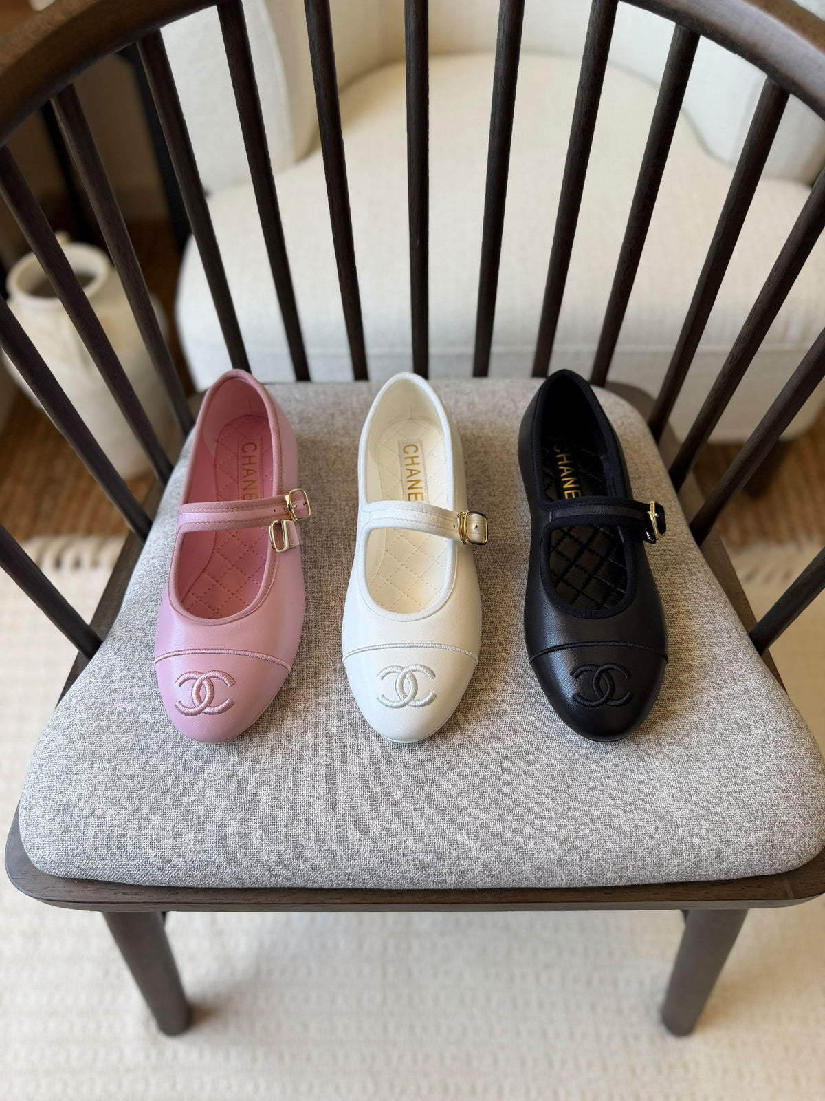 Chanel Slippers - Black, White, Pink