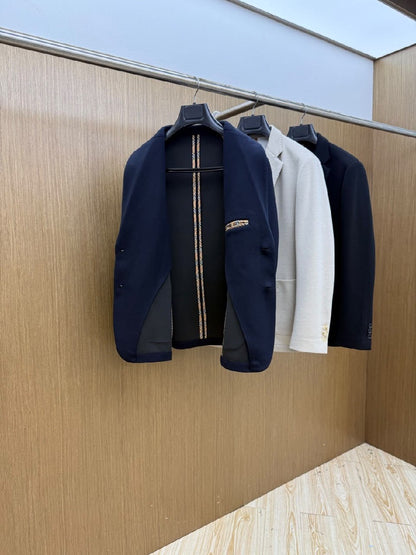 Burberry Notched-Lapel Jacket - Navy, White, Black